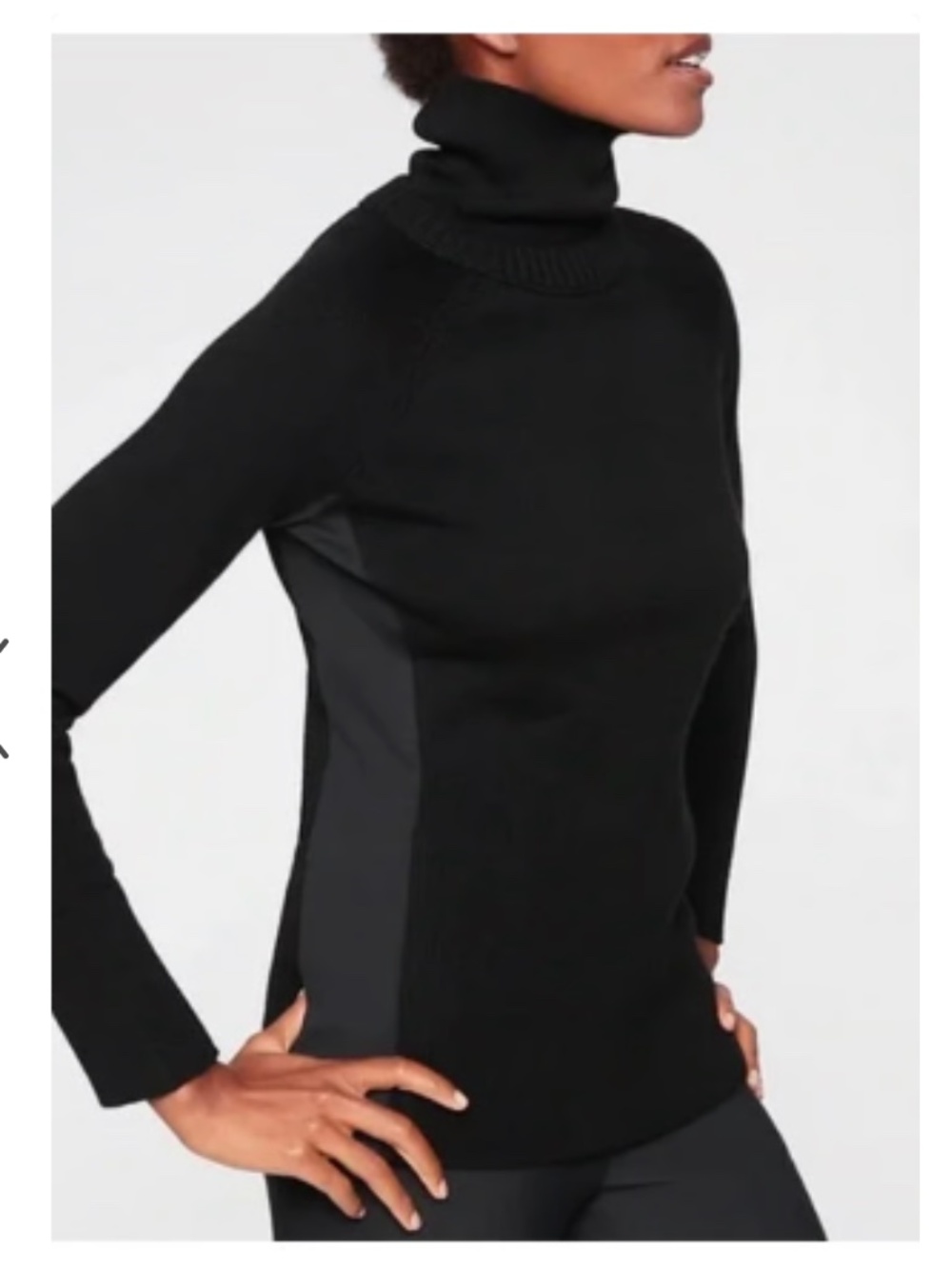 Athleta black Mesa Hybrid T-Neck Wool Sweater